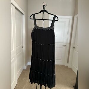 Women’s Old Navy Black Sleeveless Maxi Dress with Rectangular Accents Size XL